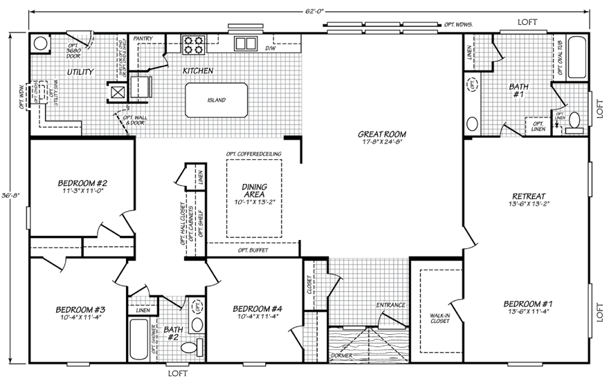 4 Bedroom Triple Wide Mobile Home Floor Plans